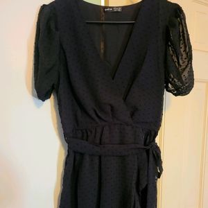 Black dress with puff sleeves